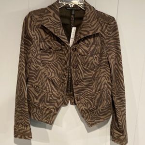 Womens Printed band jacket. Zebra print